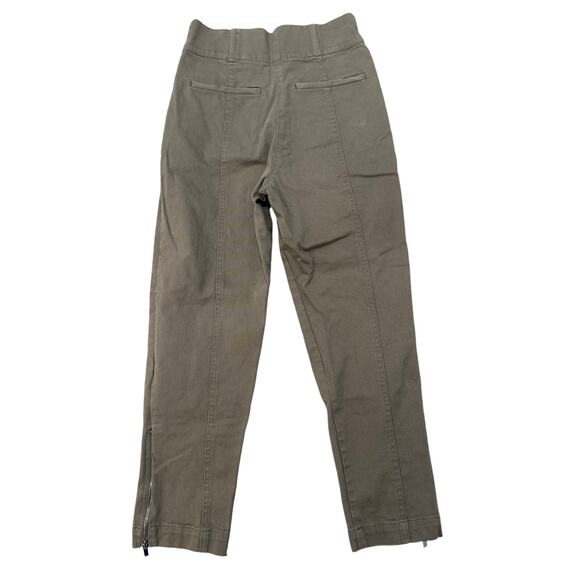 Reiss Pleated Straight Leg Tapered Trousers Mid-Rise Ankle Zip Khaki Green, 0 - Picture 9 of 9